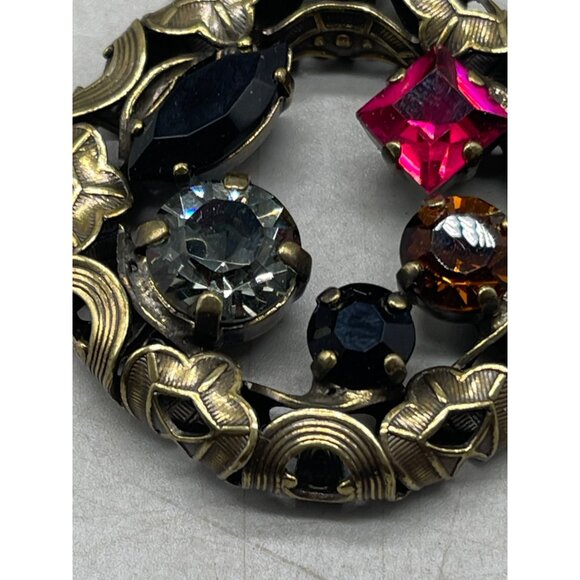 mariana pendent 2" chain 30" necklace handmade crystals black circle READ NEW - Picture 4 of 10